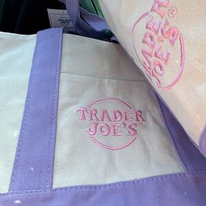 Trader Joe's Pastel Mini Canvas Tote Bag (Lavender)